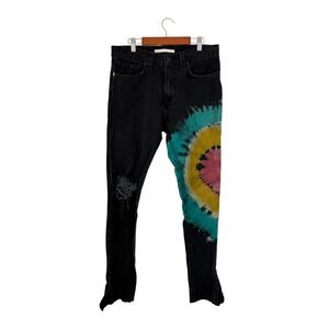 GOLDEN Denim Black Tie Dye Distressed Grunge Jeans Size 30